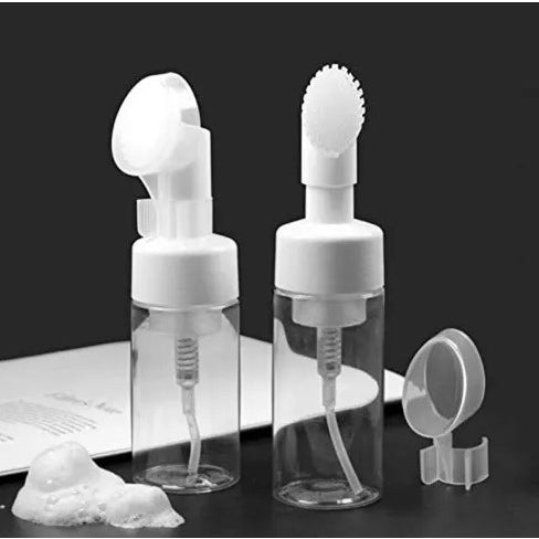 Frasco Pump Espumador Com Escova De Silicone Para Limpeza Facial Skin Care 120ml ou 150ml